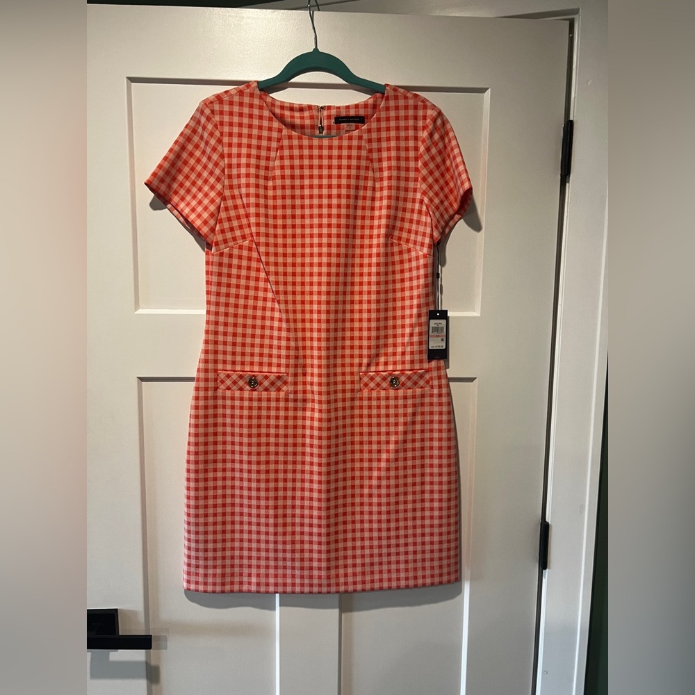 Tommy Hilfiger Orange Black Sheath Mini Dress